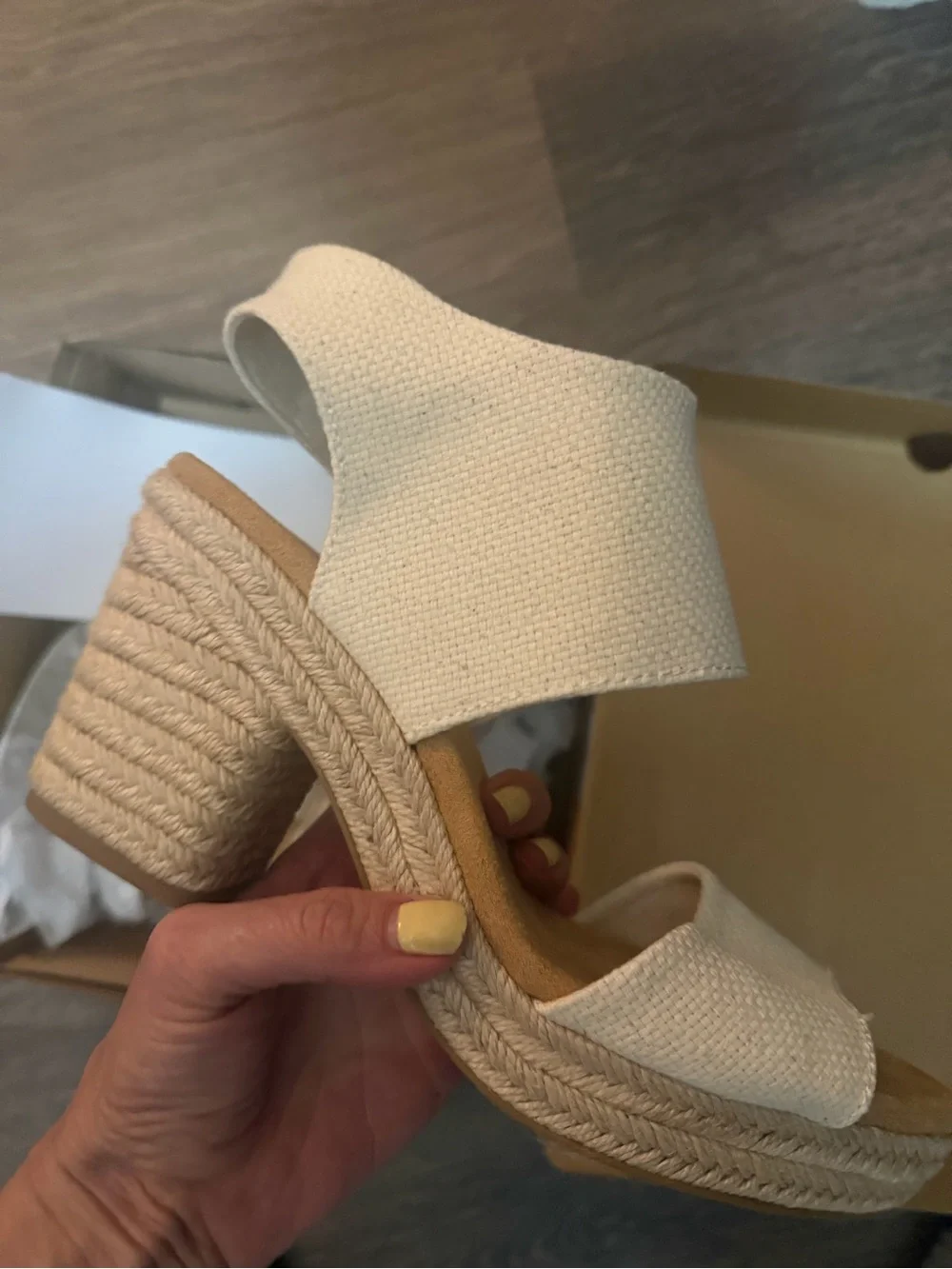 Toms Cream Espadrille Wedge Sandals with Side Zip - Picture 9 of 9